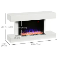 HOMCOM 21.5" Electric Fireplace with Mantel, 1500W Wall Mounting and Freestanding Fireplace Heater with Remote Control, Overheat Protection, 12H and Weekly Timer, Eco Mode, White(m-3)