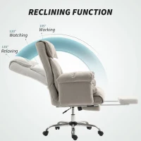 HOMCOM High Back Office Chair, Reclining Desk Chair with Footrest, High Resilience Foam, Rolling Wheels, Light Taupe Gray(m-6)