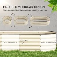 Outsunny 5 x 2 x 1.5 FT Galvanized Steel Raised Garden Bed, Metal Garden Bed Planter Box with Safety Edging, Cream White(m-4)