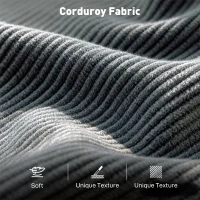 HOMCOM 3 Seater Sofa, 74" Modern Corduroy Upholstered Couch with Thick Spring Cushions, Solid Wood Legs, Armrests, Dark Grey(m-5)