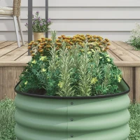 Outsunny 6.5 x 2 x 1.5 FT Galvanized Steel Raised Garden Bed, Metal Garden Bed Planter Box with Safety Edging, Green(m-10)