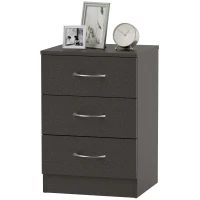 HOMCOM Bedside Table, Modern Night Stand with 3 Drawers and Metal Rail for Bedroom, Dark Brown(m-11)