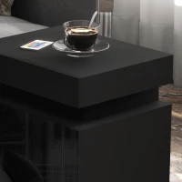 HOMCOM Nightstand, Bedside Table with LED Lights and 2 Drawers for Bedroom, Living Room, Black(m-10)