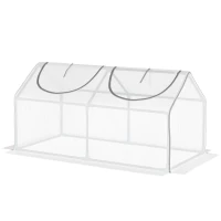 Outsunny Portable Mini Tunnel Greenhouse Garden Warm House with 2 Windows Steel Frame PE Cover, 47" x 24" x 24", White(m-2)