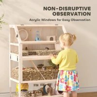 PawHut Wooden Hamster Cage with Detachable Lower Floor, Storage Shelf, Hut, Seesaw, Exercise Wheel, Ramps for Dwarf(m-7)