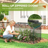 Outsunny 8' x 3' Crop Cage, Garden Plant Protector, with 3 Zippered Doors and 6 Ground Stakes, for Garden, Yard, Lawn, Black(m-6)