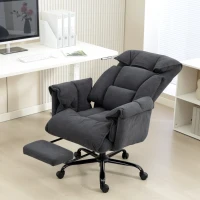 HOMCOM High Back Office Chair, Reclining Desk Chair with Footrest, High Resilience Foam, Rolling Wheels, Dark Gray(m-10)