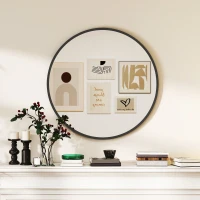 HOMCOM 30" Round Mirror, Bathroom Wall Mirror with Metal Frame, Decorative Vanity Mirror for Living Room, Bedroom, Black(m-1)