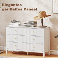 HOMCOM Double Chest of Drawers, Modern 6 Drawer Dresser for Bedroom, Living Room, Hallway, Closet, White(m-7)