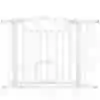 PawHut 30"-41" Extra Wide Pet Gate with Small Door, 30" H Dog Gate with 3-Inch and 5.5-Inch Extension Kit(m-11)