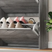 HOMCOM Shoe Storage Cabinet with 4 Flip Drawers, Narrow and Slim, 20 Pair of Shoes Organizer for Hallway, Entryway, Grey(m-10)