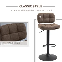 HOMCOM Bar Stools Set of 2, Swivel Counter Height Barstools with Adjustable Height, Back and Footrest, PU Leather Bar Chairs(m-5)