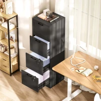 HOMCOM 4 Drawer Filing Cabinet with Lock, Office Storage Cabinet with Adjustable Hanging Bars for A4 Letter Size Files, Black(m-10)