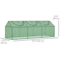 Outsunny Portable Mini Tunnel Greenhouse Garden Planting Warm House with 3 Windows, 71" x 24" x 24", Green(m-3)