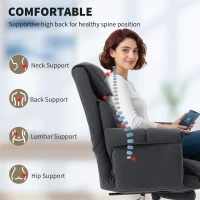 HOMCOM High Back Office Chair, Reclining Desk Chair with Footrest, High Resilience Foam, Rolling Wheels, Dark Gray(m-4)