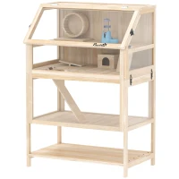 PawHut Wooden Hamster Cage with Detachable Lower Floor, Storage Shelf, Hut, Seesaw, Exercise Wheel, Ramps for Dwarf(m-1)