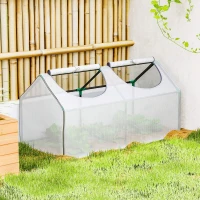 Outsunny Portable Mini Tunnel Greenhouse Garden Warm House with 2 Windows Steel Frame PE Cover, 47" x 24" x 24", White(m-10)