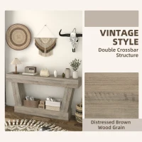 HOMCOM 63 Inch Vintage Console Table, Narrow Entryway Table with Open Shelf for Living Room, Light Brown(m-4)