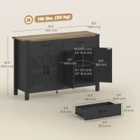 HOMCOM Sideboard Buffet Cabinet, Farmhouse Kitchen Storage Cabinet w/ 2 Drawers and Shelves for Living Room, Entryway(m-3)