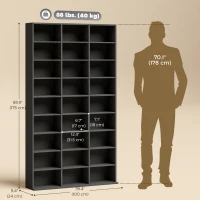 HOMCOM Media Storage Cabinet, 9-Tier DVD Shelf with 21 Adjustable Shelves, Holds 835 CDs, 500 DVDs or 640 Blu-rays, Black(m-3)