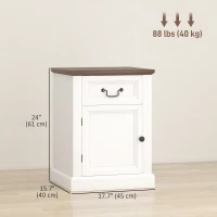 HOMCOM Side Table Set of 2, End Tables with Drawer and Cabinet, Nightstands for Small Spaces, Living Room, White(m-3)
