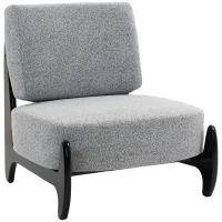 HOMCOM Accent Chair with Rubber Wood Frame, Wide Seat, Modern Chenille Bedroom Chair with Thick Cushion, Grey(m-11)