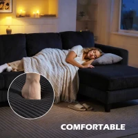 HOMCOM L Shaped Couch, L Shape Sofa with Chaise Lounge and Spring Cushion for Living Room, Bedroom, Charcoal Grey(m-7)