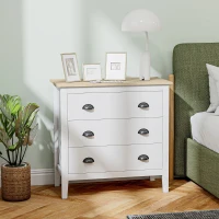 HOMCOM Chest of Drawers with Quiet Slides, Modern 3 Drawer Dresser for Bedroom, Closet, Living Room, Entryway, White(m-8)