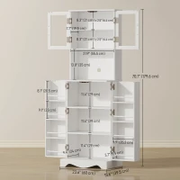 HOMCOM 71" Kitchen Pantry Cabinet, Freestanding Kitchen Hutch with 8 Door Shelves, Adjustable Shelf and Acrylic Doors, White(m-3)