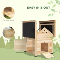 PawHut Duck Coop, Wooden Duck House with Openable Roof & Double Doors, Natural Wood(m-5)