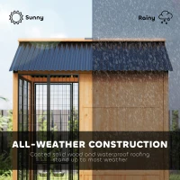 PawHut 7' x 6' Extra Large Dog House, Wood Outdoor Dog Kennel with Storage Cabinet, Stainless Steel Bowls, Light Yellow(m-4)