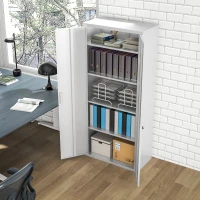 HOMCOM 71" Tall Garage Cabinet, Metal Storage Cabinet with 2 Doors, 4 Adjustable Shelves for Home Office, Study, Garage, White(m-6)