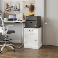 HOMCOM Side Table Set of 2, End Tables with Drawer and Cabinet, Nightstands for Small Spaces, Living Room, White(m-10)