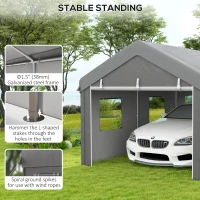 Outsunny 10' x 20' Carport, Heavy Duty Portable Garage with 6 Mesh Windows and 2Doors, Gey(m-7)