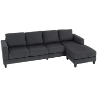 HOMCOM L Shaped Couch, L Shape Sofa with Chaise Lounge and Spring Cushion for Living Room, Bedroom, Charcoal Grey(m-2)
