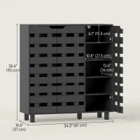 HOMCOM Shoe Cabinet, 20 Pair Shoe Storage Cabinet with Hollowed-Out Doors, Black(m-3)