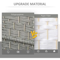 HOMCOM 6 Ft Tall Folding Room Divider, 3 Panel Portable Privacy Screen, Hand-Woven Partition Wall Divider, Mixed Grey(m-5)