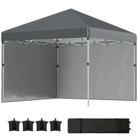 Outsunny 10' x 10' Pop Up Canopy with Sidewalls, Roller Bag, Height Adjustable Instant Tent for Outdoor, Garden, Patio, Dark Grey(m-11)