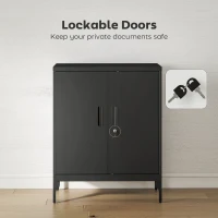 HOMCOM Office Storage Cabinet with Lock, Filing Cabinet with Adjustable Shelves and Doors for Home Office, Garage, Black(m-5)