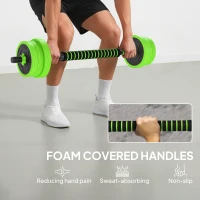 Soozier 44lbs 4-in-1 Adjustable Weight Dumbbell Set, Barbell, Kettlebell, Push Up Stand, Green(m-6)