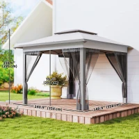 Outsunny 12' x 12' Pop Up Canopy Sun Shade Instant Tent Folding with Mesh Sidewalls, 3-Level Adjustable Height and Storage Bag, Gray(m-3)