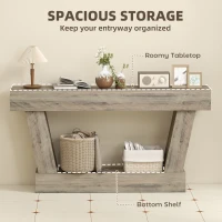 HOMCOM 63 Inch Vintage Console Table, Narrow Entryway Table with Open Shelf for Living Room, Light Brown(m-5)