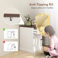 HOMCOM Side Table Set of 2, End Tables with Drawer and Cabinet, Nightstands for Small Spaces, Living Room, White(m-9)