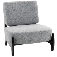 HOMCOM Accent Chair with Rubber Wood Frame, Wide Seat, Modern Chenille Bedroom Chair with Thick Cushion, Grey(m-2)