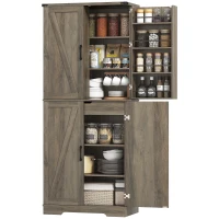 HOMCOM 72" Kitchen Pantry Cabinet, Farmhouse Storage Cabinet with 4 Doors, Drawer, 8 Door Shelves and Adjustable Shelf, Grey(m-2)