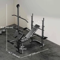 Soozier Adjustable Weight Bench with Bench Press Rack, Preacher Curl Bench, Leg Extension and Lat Pull Down(m-3)
