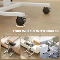 HOMCOM Height Adjustable Standing Desk, Pneumatic Sit Stand Desk with Wheels and Headphone Hook for Home Office, Grey(m-5)