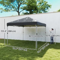 Outsunny 10' x 10' Pop Up Canopy with Sidewalls, Roller Bag, Height Adjustable Instant Tent for Outdoor, Garden, Patio, Dark Grey(m-3)