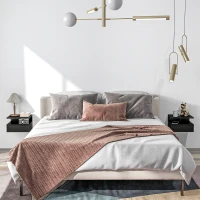 HOMCOM Floating Nightstand Set of 2, Wall Mounted Bedside Table with Drawer and Shelf, Small Night Stand for Bedroom, Black(m-8)