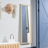 HOMCOM 64" x 21" Full Length Mirror, Standing, Wall-Mounted or Leaning Against Wall, for Bedroom, Living Room, Beige(m-8)